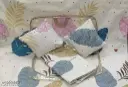 Home 5pc bedsheet set (1 King size Bedsheet + 2 Pillow Covers with Embroidery+ 2 Cushion Cover with Embroidery with filler)